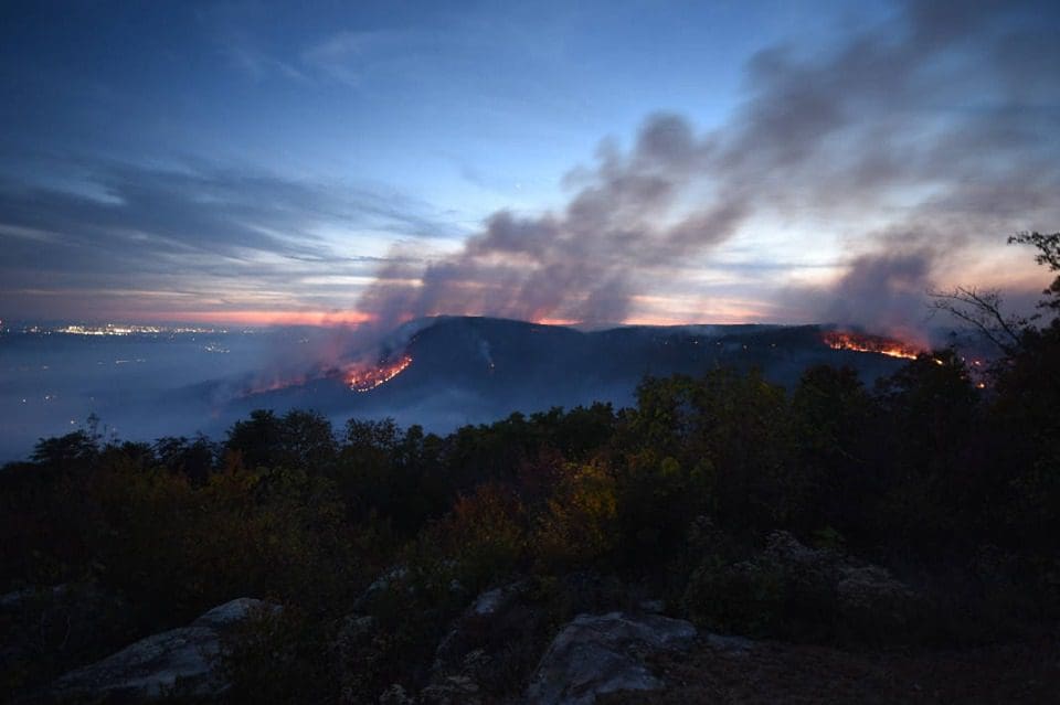 A fire burns on Signal Mountain in Tennessee in 2016.