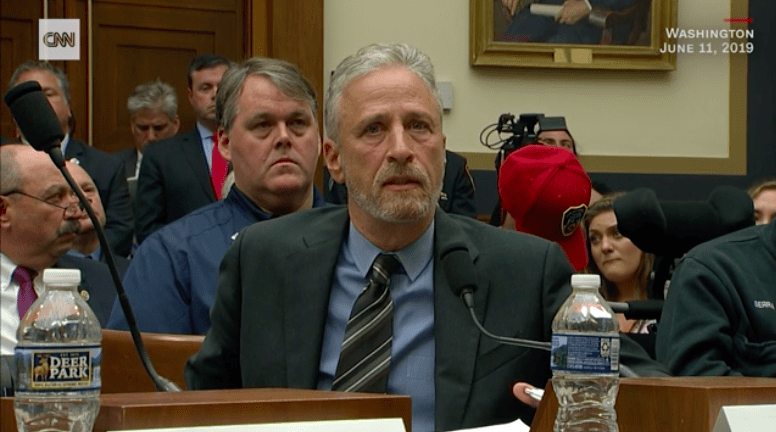 Jon Stewart speaks with the US Congress