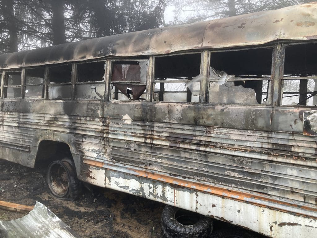 vehicle, bus, fire